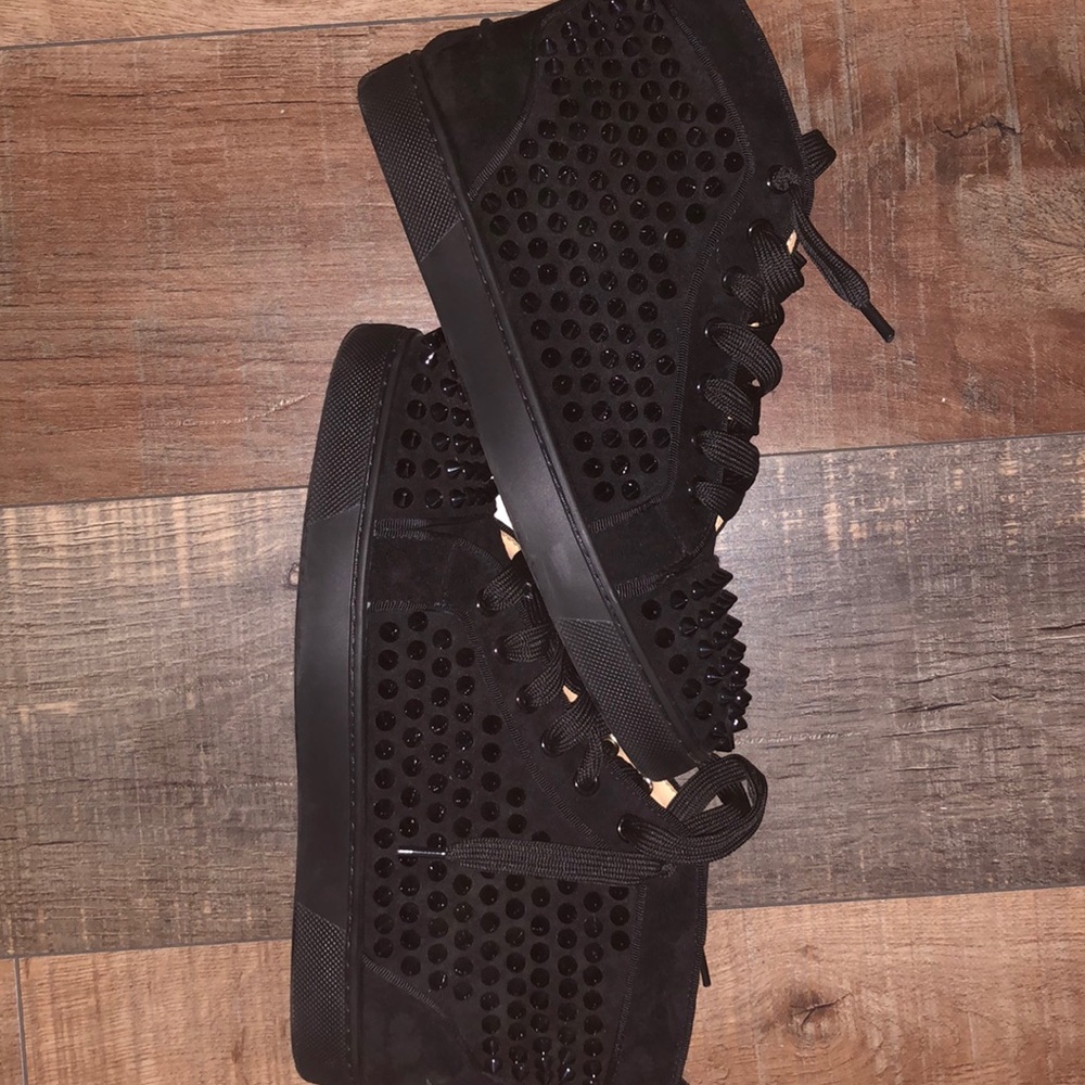 Christian louboutin high top spiked red bottom sneakers